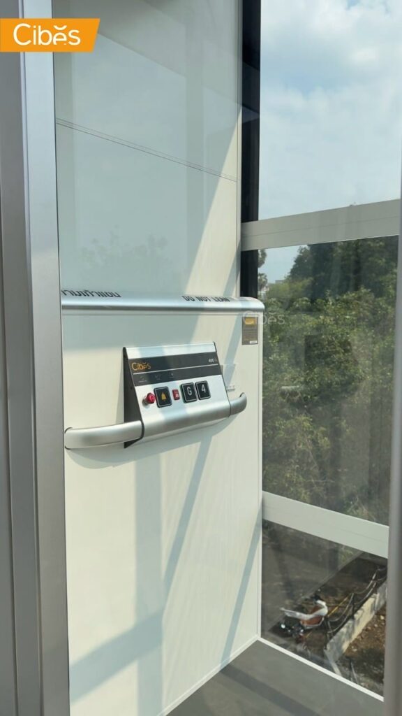 Cibes Uno Standard Outdoor Lift 2 floors with RAL9016 (White) (Size 1035 x 950)