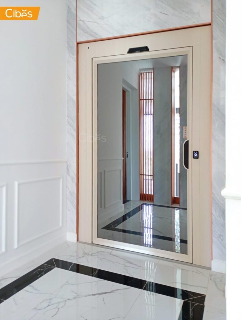 Cibes V70 Aurora | Luxury Home Elevator 2Floors with ORIENTAL OYSTER WHITE (Size 1110x1415)