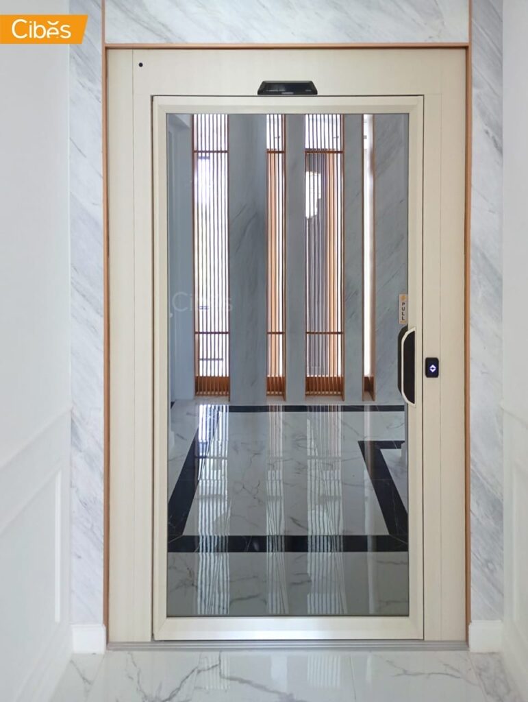 Cibes V70 Aurora | Luxury Home Elevator 2Floors with ORIENTAL OYSTER WHITE (Size 1110x1415)
