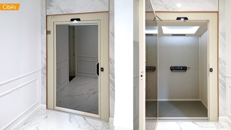 Cibes V70 Aurora | Luxury Home Elevator 2Floors with ORIENTAL OYSTER WHITE (Size 1110×1415 mm)