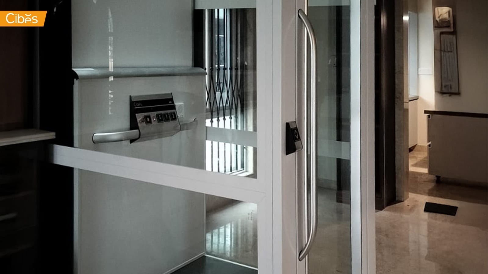 Cibes Uno | Luxury Home Lift 3 floors with RAL9016 (White) (Size 935 x 1150 mm)